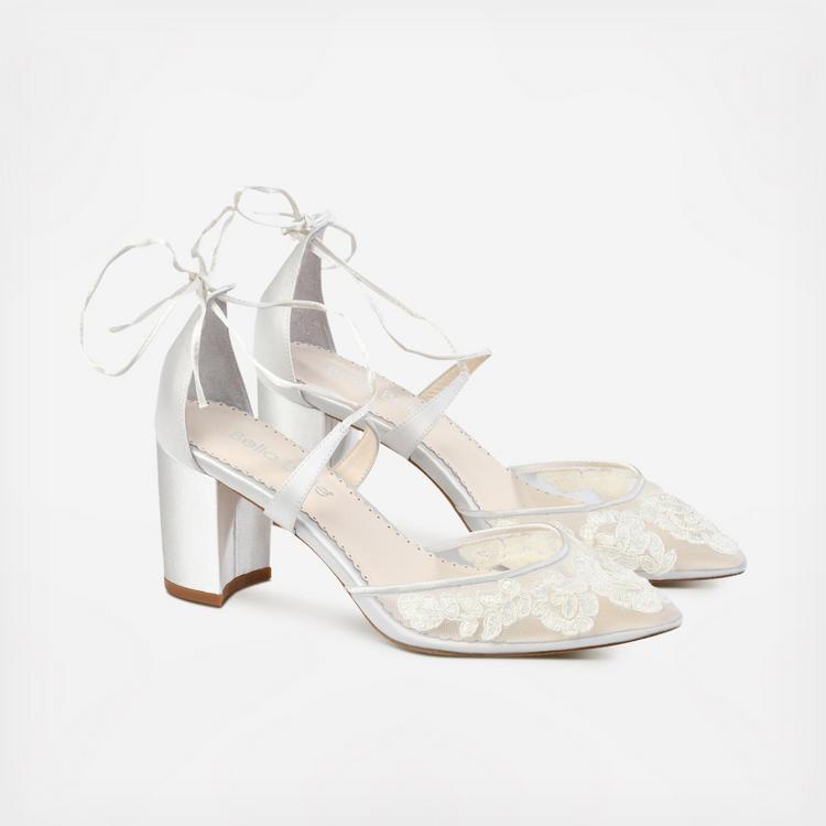 Abigail Block Heels Lace Wedding Shoes