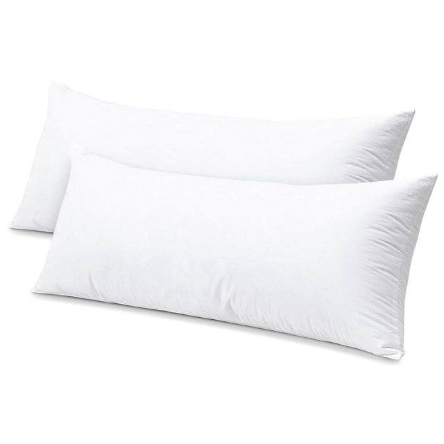 Artscope Synthetic Down Lumbar Pillow Insert, 14x36 Down Alternative Throw Pillow Insert. Ultra Soft Fluffy Sleeping Pillow with 100% Cotton Cover, Decorative Pillows Set of 2-White.
