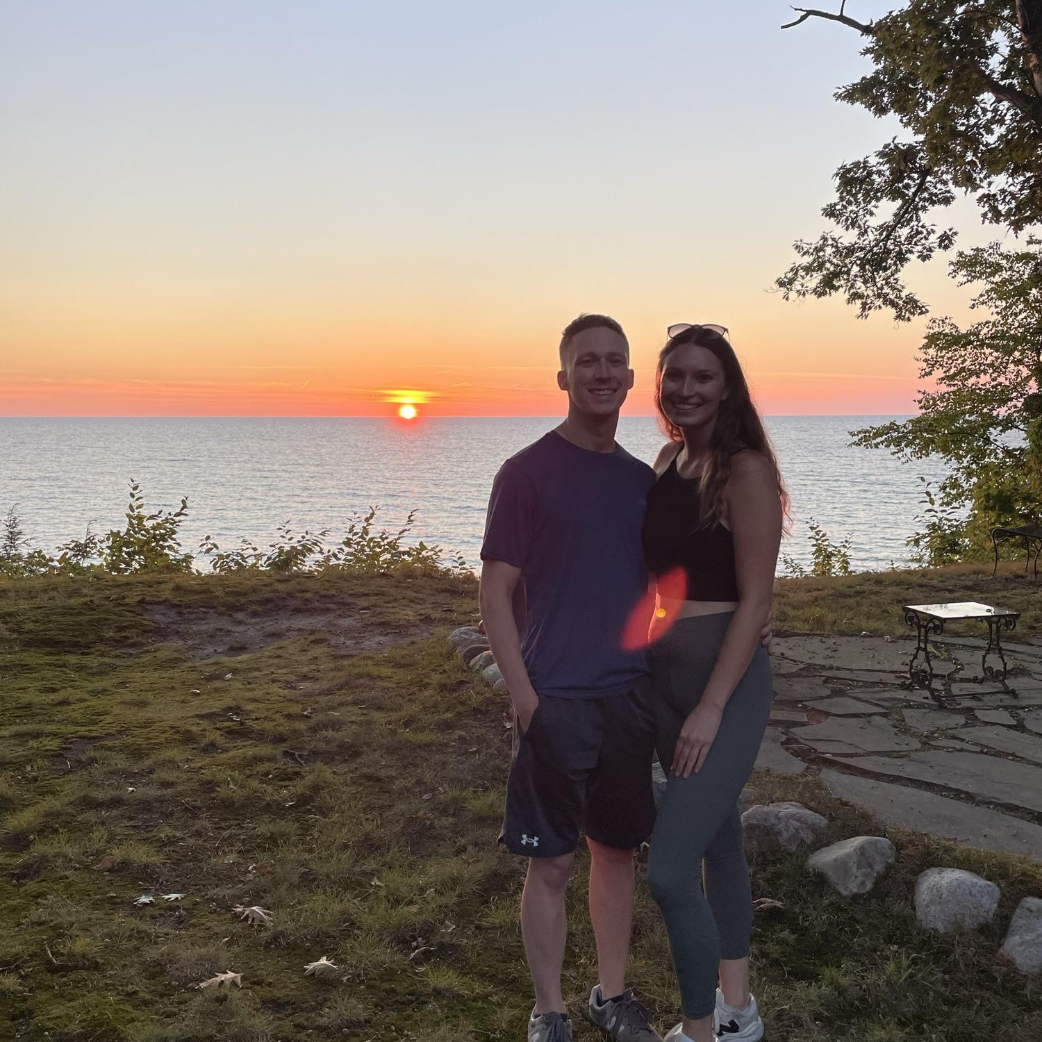 Keegan's first time up at Olivia's family cottage—the same spot as their engagement photos!