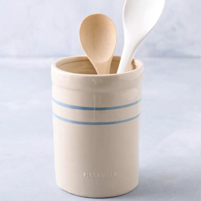 Vintage Blue Stripe Crock: Large