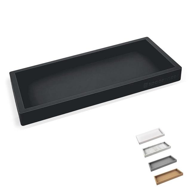 Spacewiser Countertop and Vanity Tray - Small 7.7" Silicone Soap Dispenser Tray, Shatterproof Flexible Bathroom Tray, Kitchen Sink Tray for Soap Bottles, Key Trinket Ring Tray, Original Silicone Tray