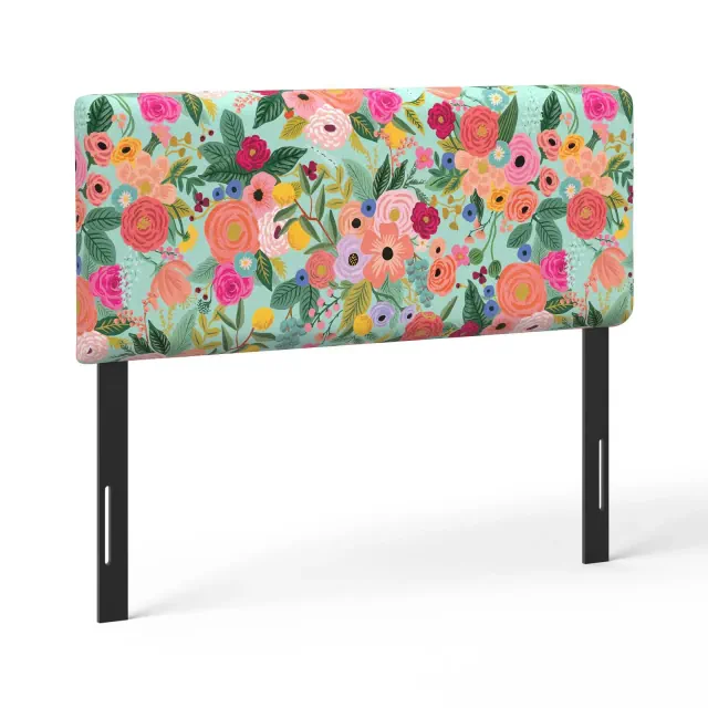 Rifle Paper Co. x Target Queen Garden Party Upholstered Headboard Light Green: Pine Frame, Floral Design