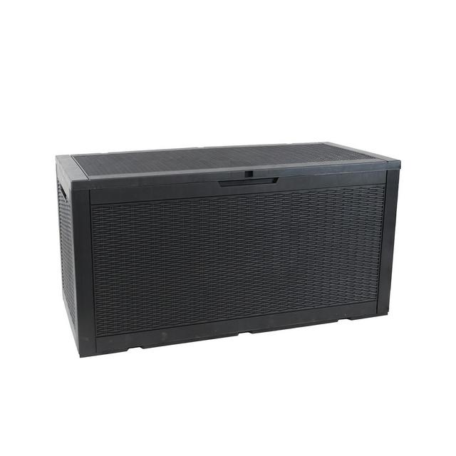 Outdoor Deck Box - Lockable Package Delivery Box - Weather-Resistant Outdoor Storage Bin - 100-Gallon Faux Resin - Phantom Gray