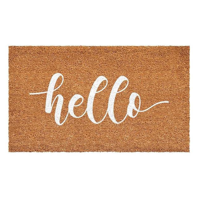Calloway Mills 112092448 White Hello Script Doormat 24" x 48"