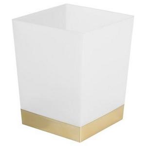 Square Bathroom Wastebasket Frost/Soft Brass - iDESIGN