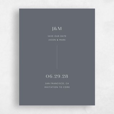 Charcoal, Grey Wedding Save the Date - Corinth Portrait