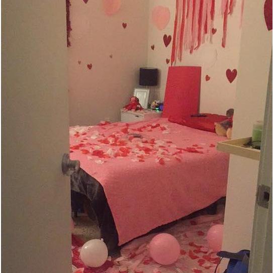 Valentines 2018, when Lillian surprised Josiah with a pink, decorated room.