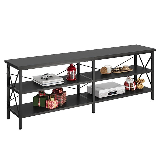 WLIVE TV Stand up to 70 Inch TV, 63" Entertainment Center, TV Media Console with 3-Tier Storage Shelves for Living Room and Bedroom, Black