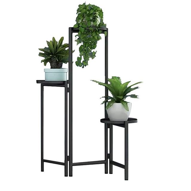 Tall Indoor Plant Stand Rack, WEENINE 3 Tiers Outdoor Metal Foldable Ladder Flower Pot Stands Holder Planter Display Shelf for Patio Garden Living Room (3 Tier)
