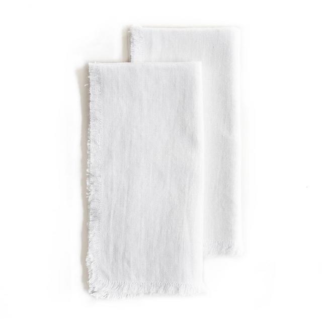 Fringed Flax Linen Napkin, Set of 2
