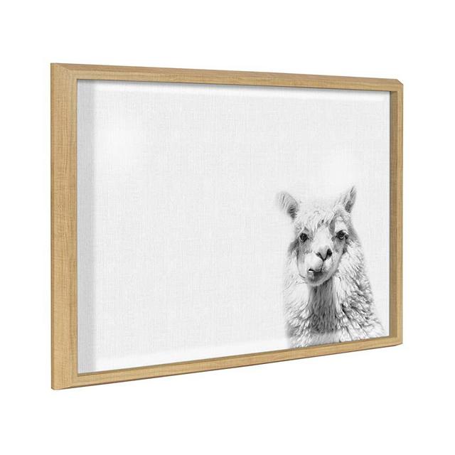 Kate and Laurel Blake Alpaca Portrait Horizontal Framed Printed Glass Wall Art and Dry Erase by Simon Te of Tai Prints, 18x24 Natural