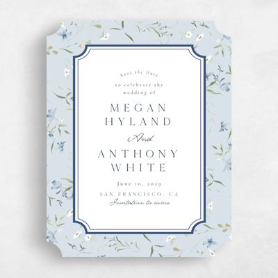 Blue Ticket Wedding Save the Date - Vasara Portrait
