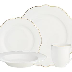 Godinger Silver Art Co - Bristol Scallop 16 Piece Dinnerware Set, Service for 4