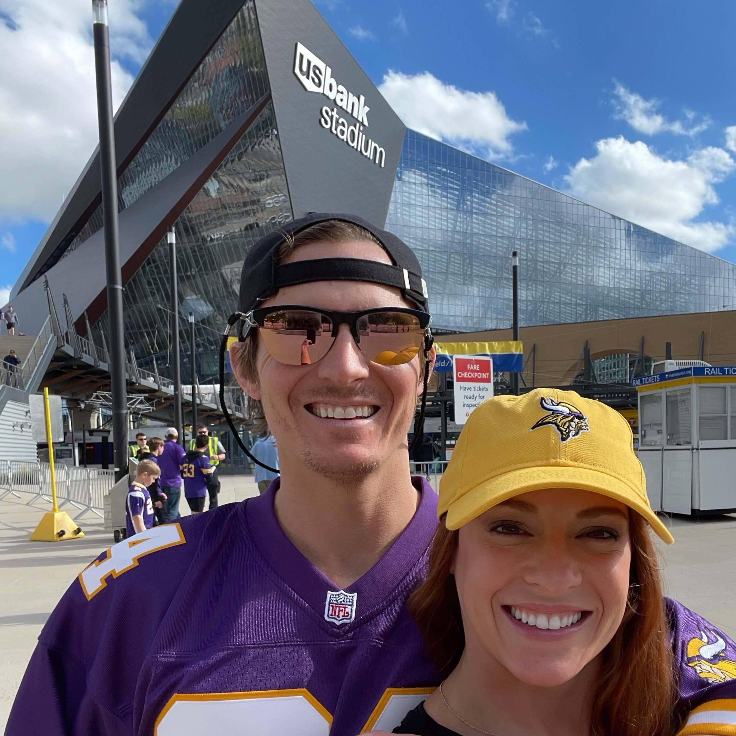 Cheering for the Vikings...maybe the day after our wedding we can watch them in the Superbowl...always having that MN sport fan optimism!