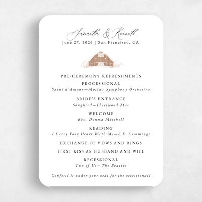 Brown Rounded Wedding Program - Alder