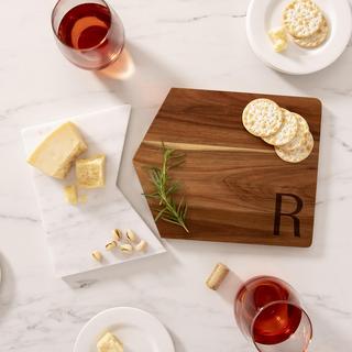 Personalized 2-Piece Marble & Acacia Cheese Board Set