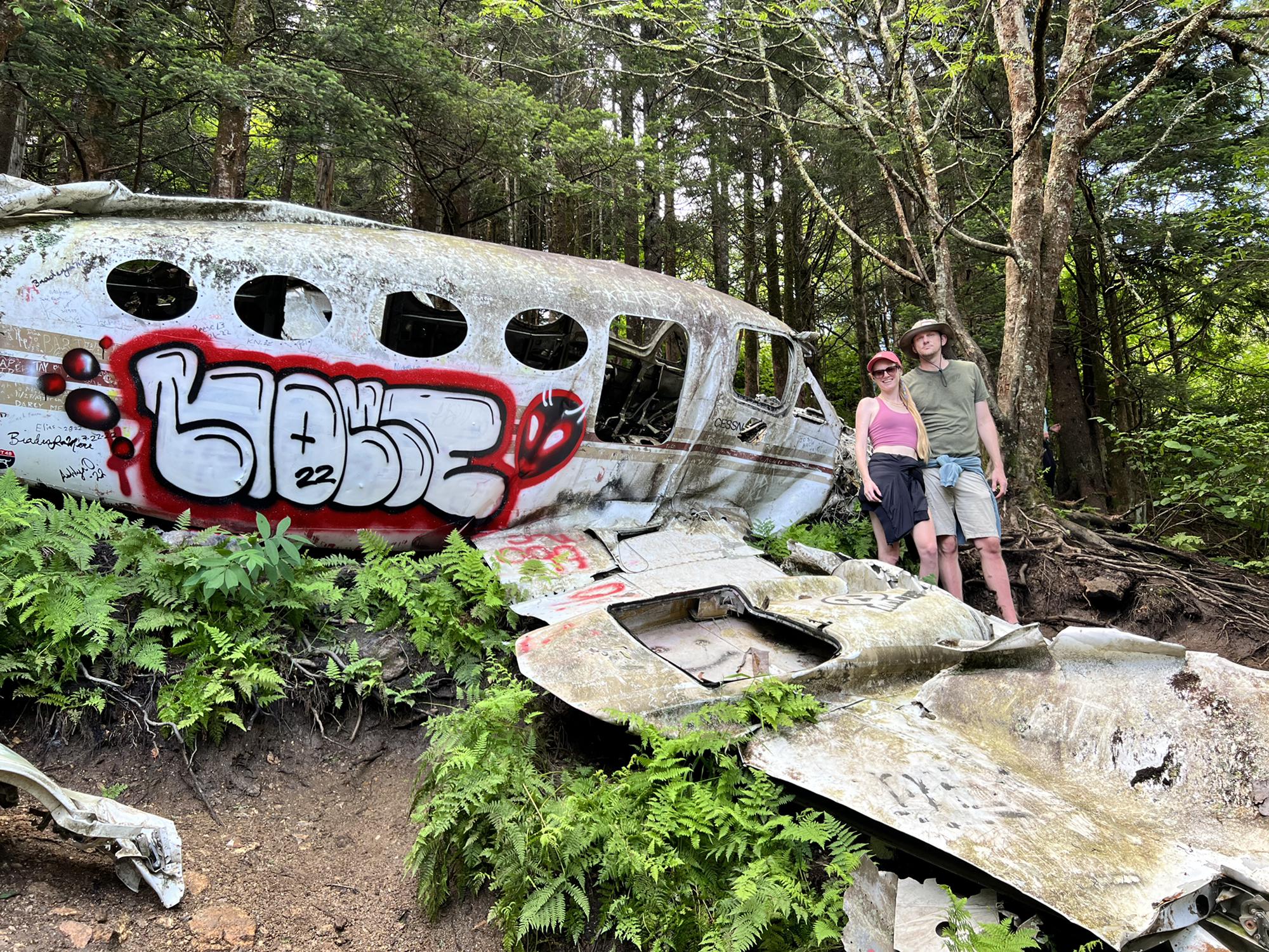 Water Rock Knob plane crash. Before plane was removed from this site, July, 2022!