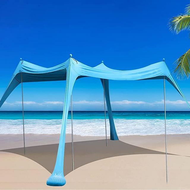 BOTINDO Family Beach Tent Sunshade, Canopy Pop Up Sun Shelter 4 Pole with Carry Bag for Beach, Fishing, Backyard, Camping and Outdoors