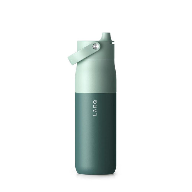 LARQ Bottle Swig Top 34oz - Insulated Stainless Steel Water Bottle With Built-In Silicone Handle | Thermos, BPA Free | Reusable Water Bottle for Sports, Gym, and Travel, Eucalyptus Green
