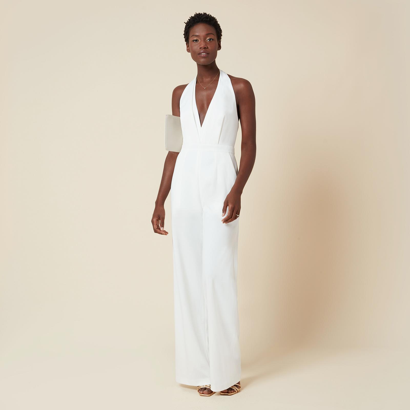 all white halter jumpsuit