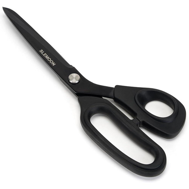 SLEMOON 9" Scissors All Purpose, Heavy Duty Professional Tailor Scissors for Fabric Cutting, Leather Craft & Sewing Projects, Black