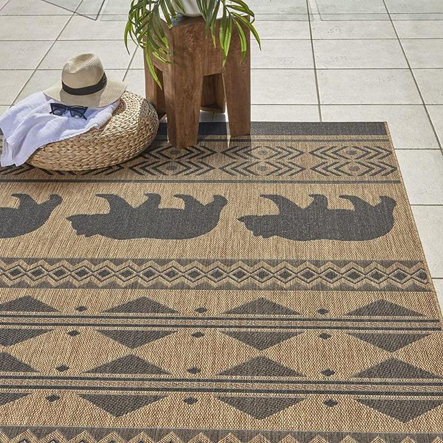Gertmenian 22317 Outdoor Rug Freedom Collection Nature Themed Smart Care Deck Patio Carpet, 8x10 Large, State California Grizzly Bear Brown