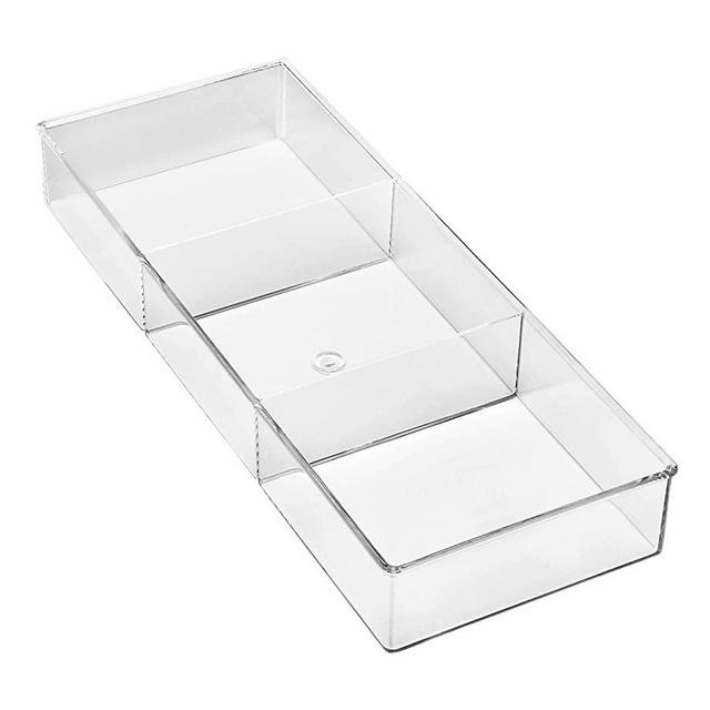 Whitmor 3 Section Small Easy Clean Clear Plastic Resin Drawer Organizer