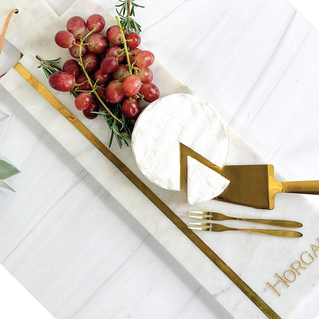 Personalized Marble Cheese Board GOLD STRIPE