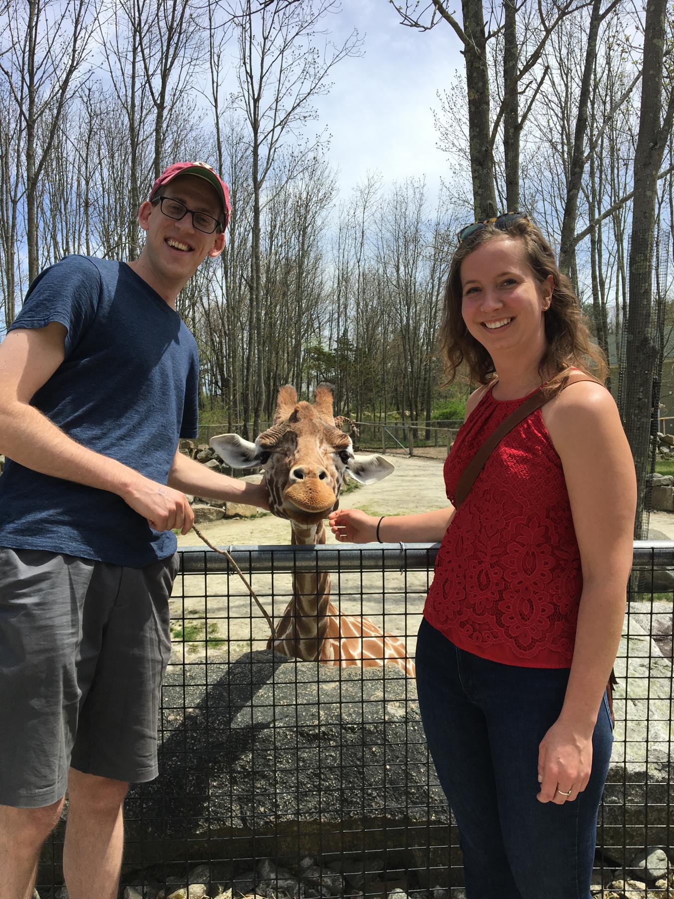 Meeting Molly the giraffe - this was the first birthday present Ella got for John because we both love giraffes!