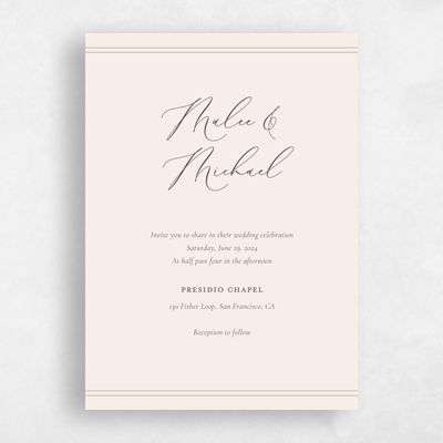 Beige Elegant Wedding Invitation - Evora Classic