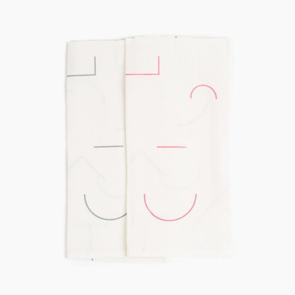 Linen Tea Towel Set in Lines