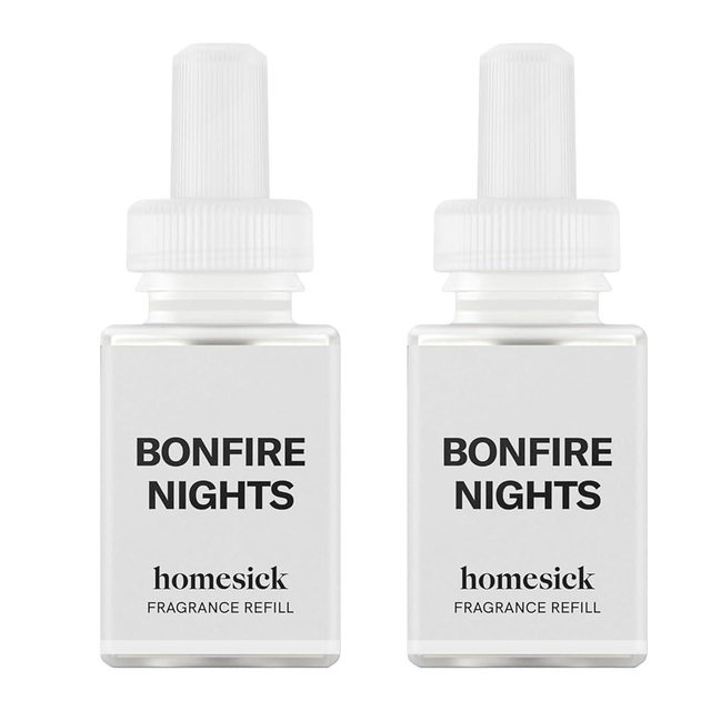 Pura and Homesick Fragrance Refill - Smart Home Air Diffuser Fragrance - Home Scent Refill - up to 120-Hours of Premium Fragrance per Vial - Clean Diffuser Fragrance - 2 Pack - Bonfire Nights