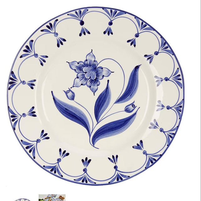 Southern Living Genevieve Collection Blue Hand Painted Dinner Plate