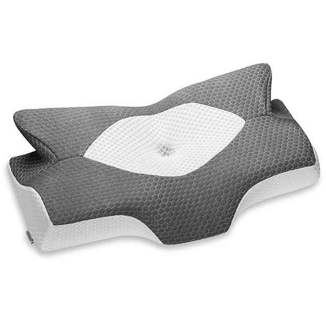 Elviros Cervical Memory Foam Pillow, Contour Pillows for Neck and Shoulder Pain, Ergonomic Orthopedic Sleeping Neck Contoured Support Pillow for Side Sleepers, Back and Stomach Sleepers (Dark Grey-S)