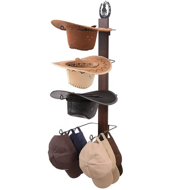 SCUNDA Cowboy Hat Rack for Wall, Rustic Western Hat Holder, Western Style Hat Organizer Hook for Home, Entryway, Ranch, or Cabin Décor