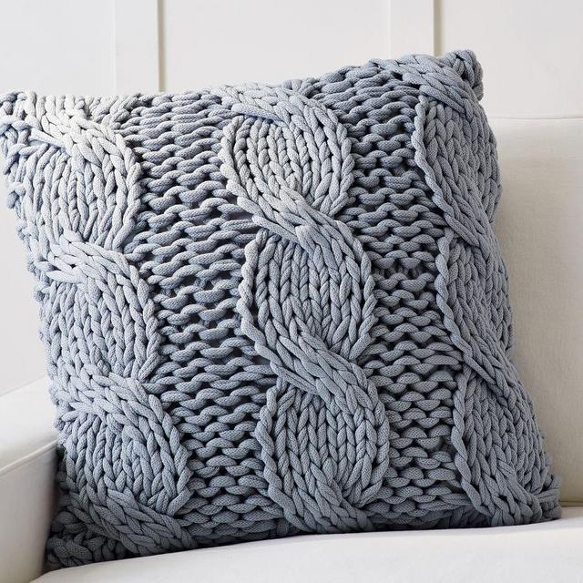 Colossal Handknit Pillow Cover, 24 x 24", Chambray