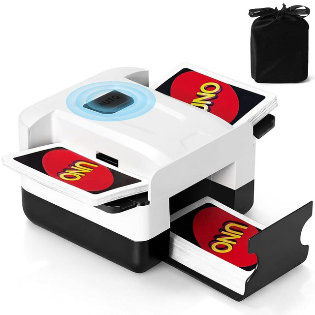 linkbolt Automatic Card Shuffler 1/2 Deck, One-Click Shuffling Mode, 2000mAh Rechargeable Shuffle Machine with Storage Bag, Electric Playing Card Shuffler for Poker, UNO, Blackjack, Skip-Bo, Phase 10