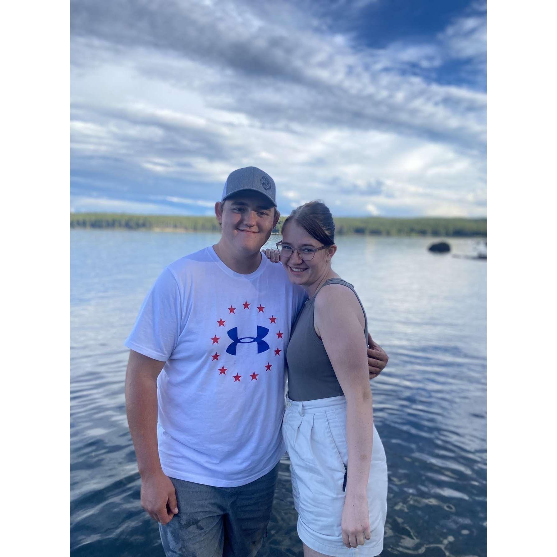 Us at Yellowstone Lake one year before Brayden proposed.