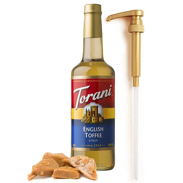 English Toffee Syrup for Coffee 25.4 Ounces for English Toffee Flavored Syrup with Fresh Finest Syrup Pump Dispenser