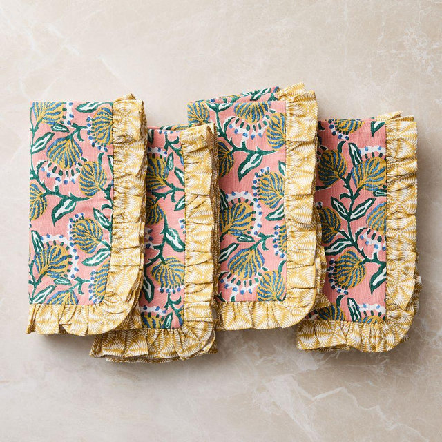 Ruffle Napkin, Coral Almond, Set of 4