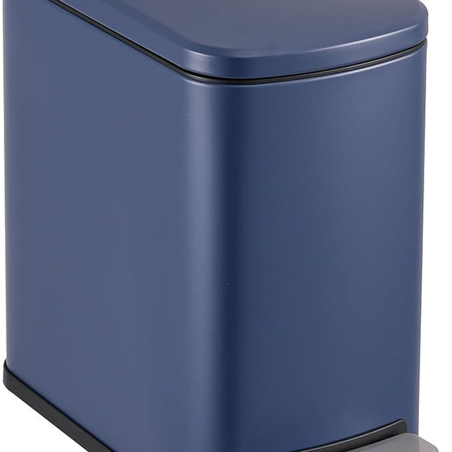 SIMPLI-Magic 6L/1.6G Stainless Steel Bathroom Trash Can with Hands-Free Foot Pedal, Quiet Soft-Close Lid, Compact Space-Saving Size