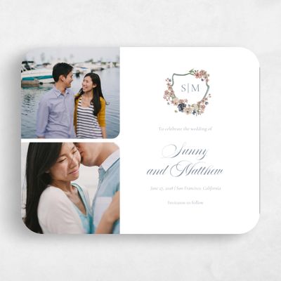 White Rounded Wedding Save the Date - Windansea Multiphoto