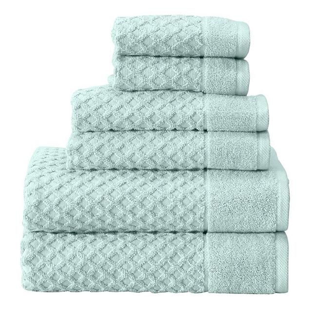 Great Bay Home 100% Cotton Bath Towels, Luxury 6 Piece Set - 2 Bath Towels, 2 Hand Towels and 2 Washcloths. Absorbent Quick-Dry Textured Towels. Grayson Collection (6 Piece Set, Pastel Blue)