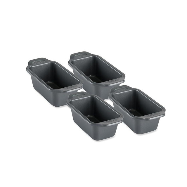 All-Clad Loaf Pan Set 4 Piece, Pro-Relelase Nonstick Bakeware, Durable Ceramic-Reinforced Non stick Coating, Professional Baking Pan for Bread, Meatloaf, Cakes, Brownies Lasagnas Casseroles, Grey