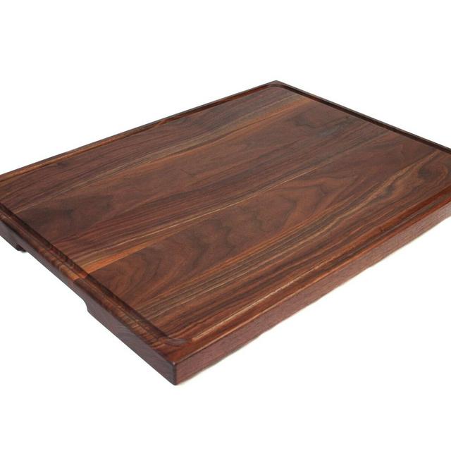 Extra Large Wood Cutting Board with Feet, Pocket Handles and Juice Groove, 24”x18”x1.25 Inches Thick Cutting Board Handmade in the USA