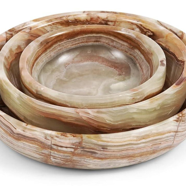 SPESHSTONES Marble Bowls Set of 3 Green Plates for Appetizer & Housewarming Gifts - Small Mixing Bowl Set, Decorative Mini Serving Dishes for Entertaining, Dinnerware & Kitchen Decor