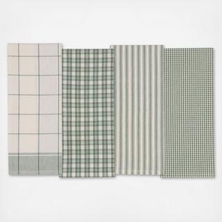 Mixed Pattern Tea Towel, Set of 4