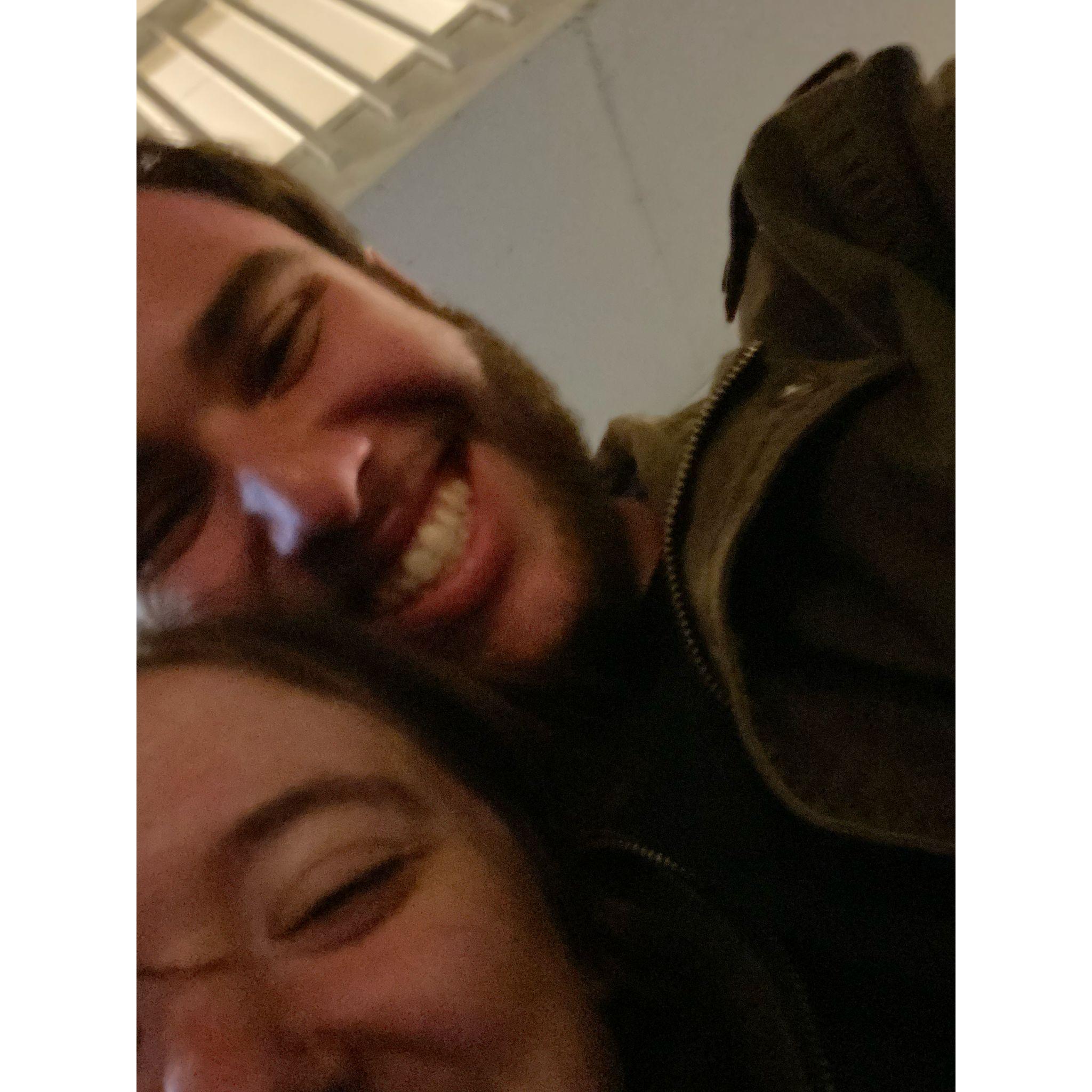 Couch time at his house.