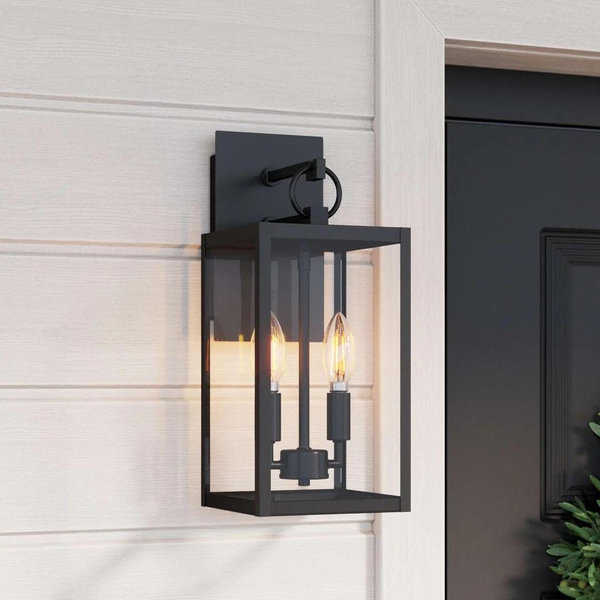 Metal Lantern Outdoor 2-Bulb Wall Light