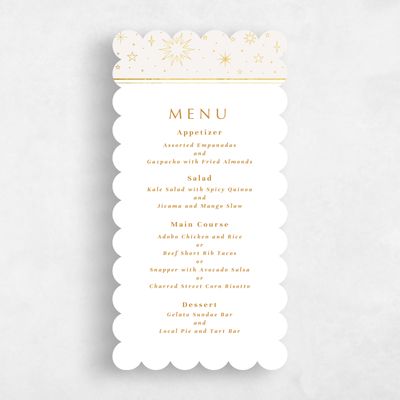 Beige Scalloped Wedding Menu - Heron Foil